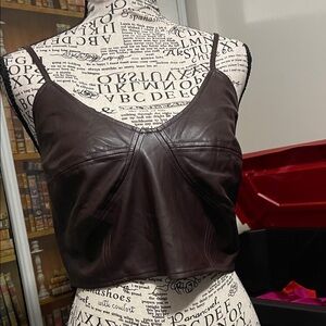 Lost + Wander Dark Brown Leather with lining Camisole